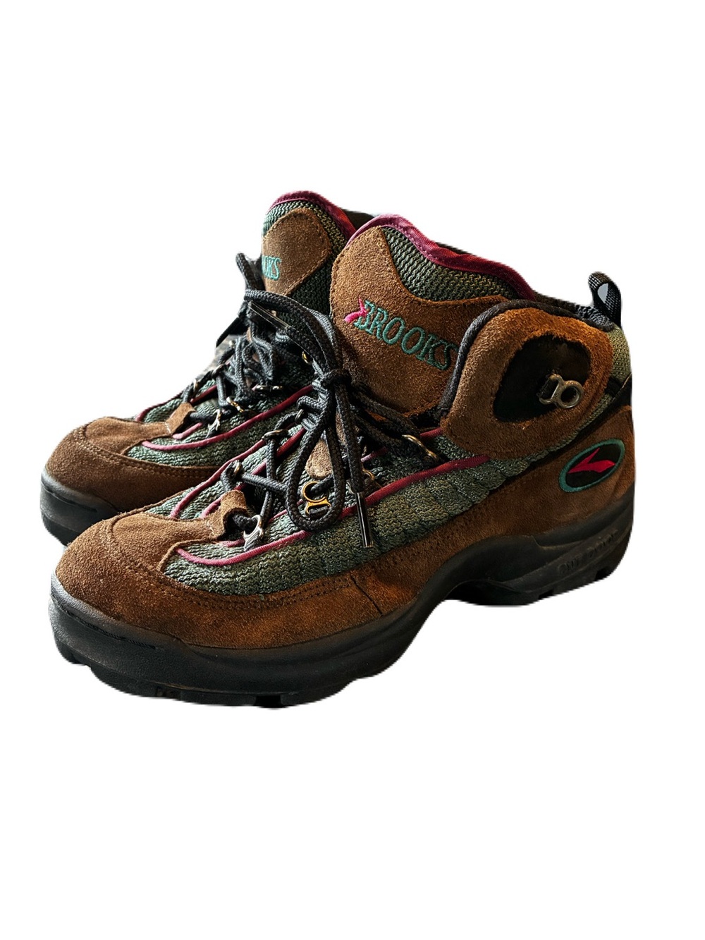 Vintage 90s Brooks Outdoor Hiking Boots Women’s 8 Brown Olive Gorpcore